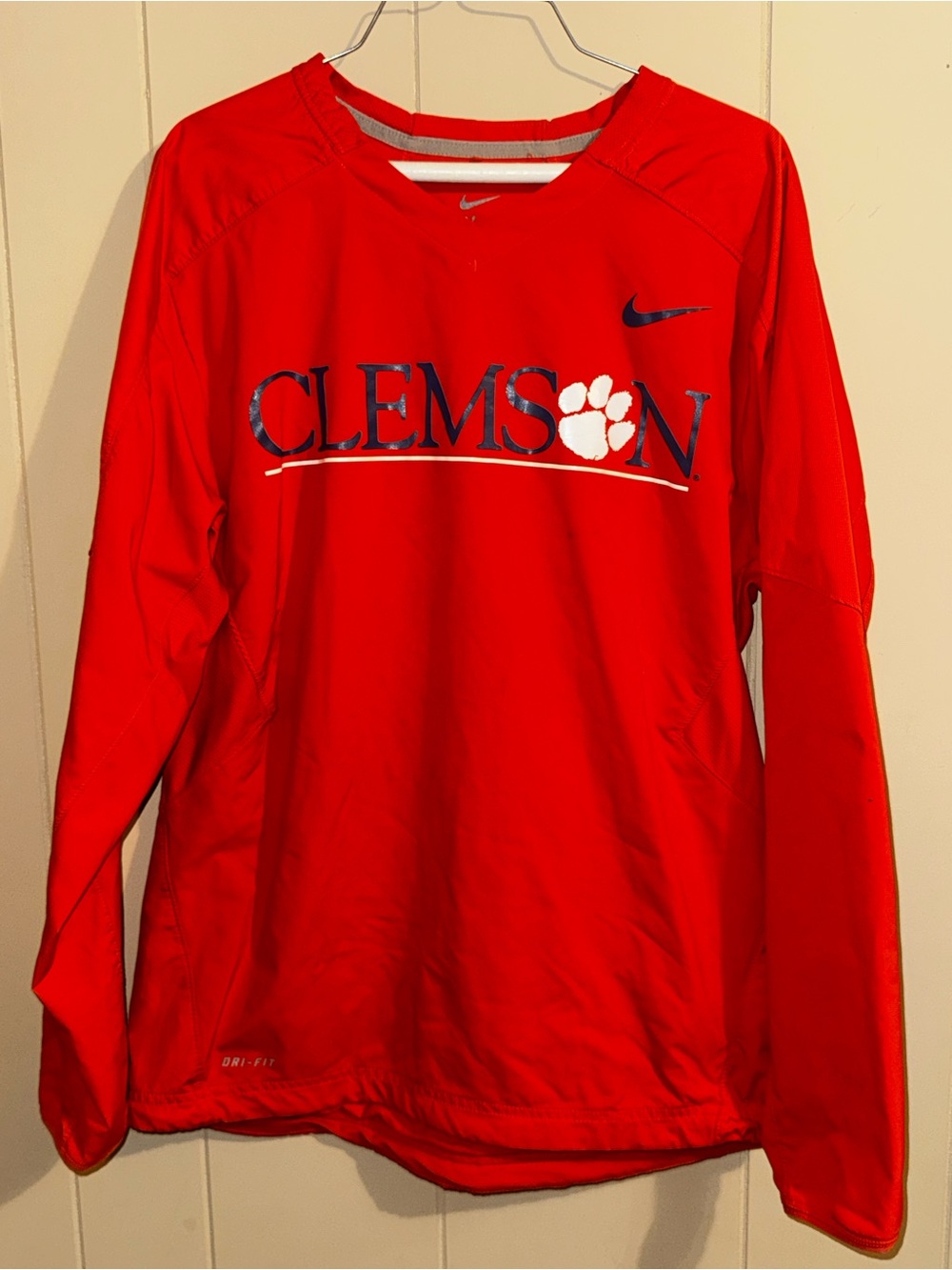 Nike Orange Clemson Pullover Windbreaker with Paw Logo